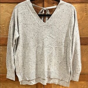 LOFT Speckled Gray V-Neck Sweater